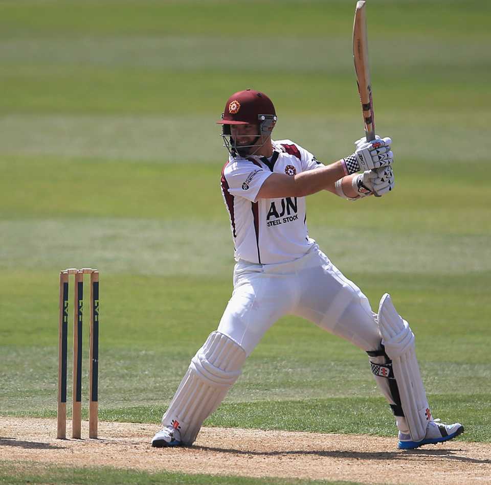 Stephen Peters cuts during his 67, Northamptonshire v Middlesex, County Championship, Division One, Wantage Road, May 18, 2014