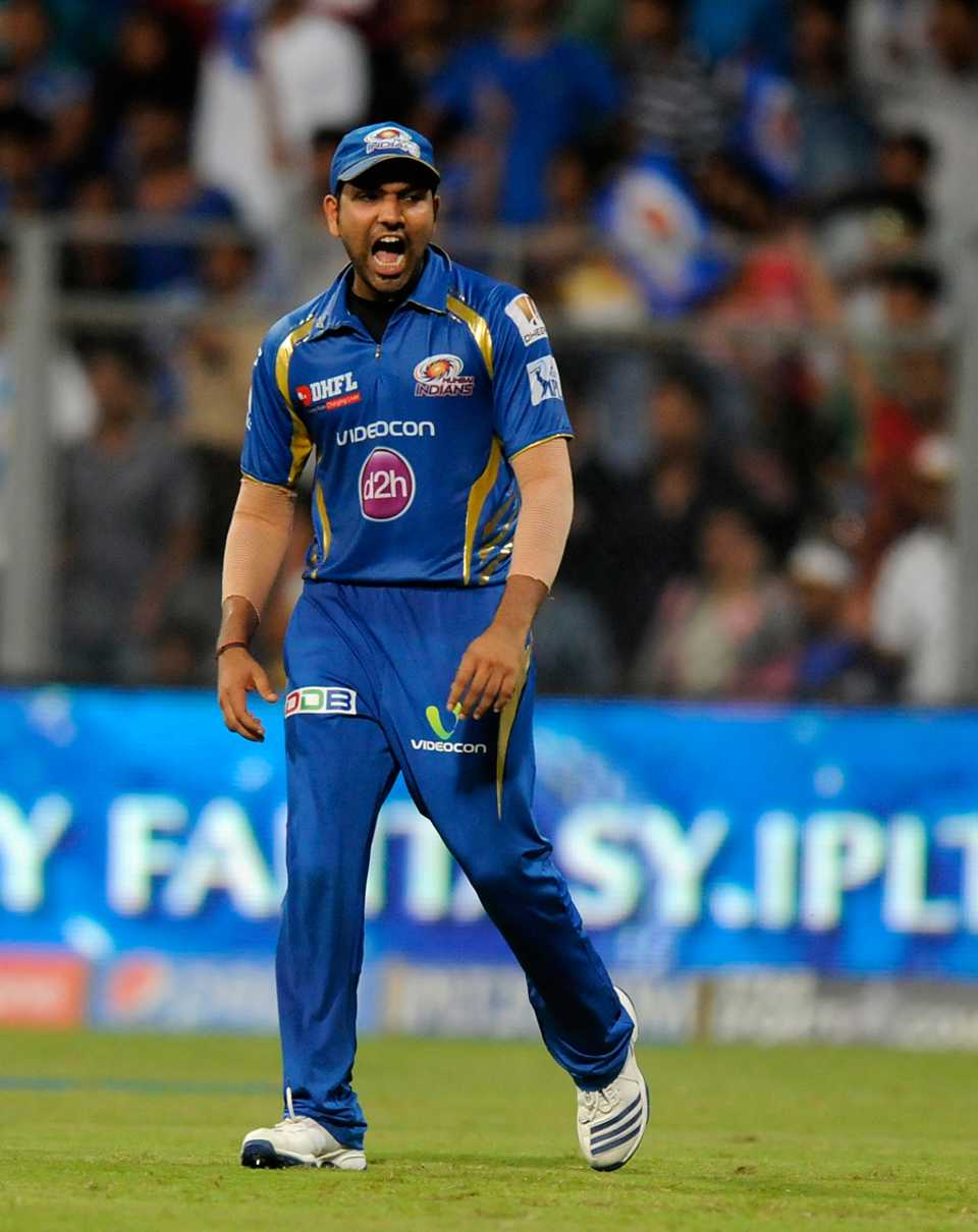 Rohit Sharma roars his approval after Mumbai Indians' win