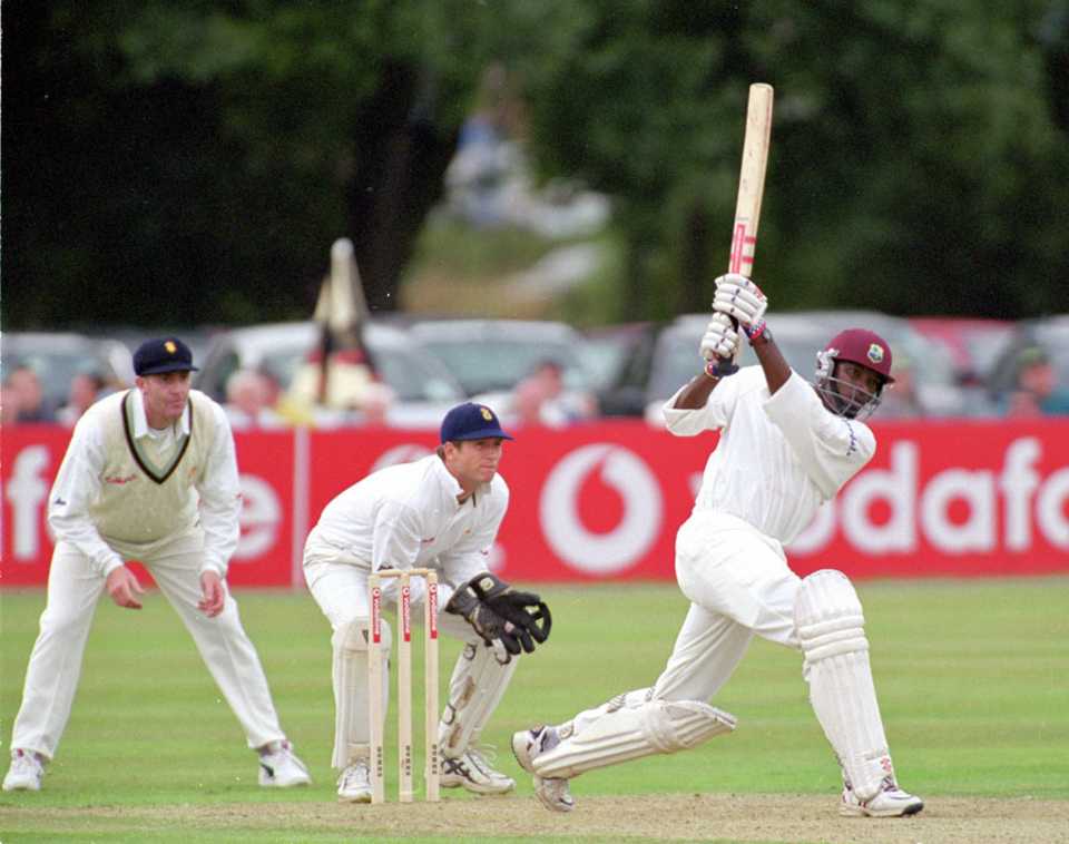Chris Gayle bats in a tour match against Derbyshire, West Indies tour of England, August 11, 2000