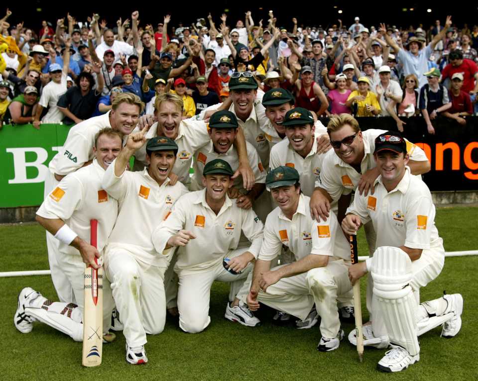 Australia celebrate their nine-wicket win