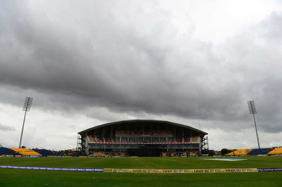 Dark clouds surround the Mahinda Rajapaksa International Cricket Stadium