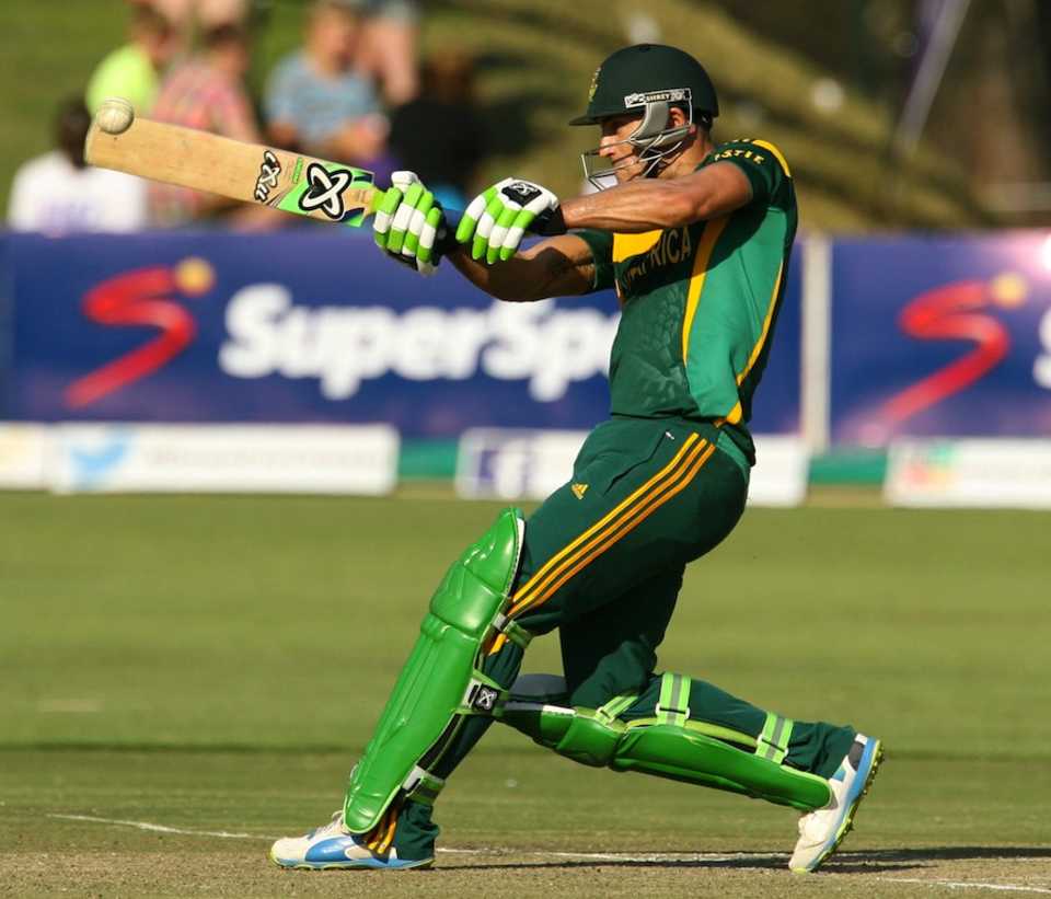 Faf du Plessis pulls during his maiden ODI ton