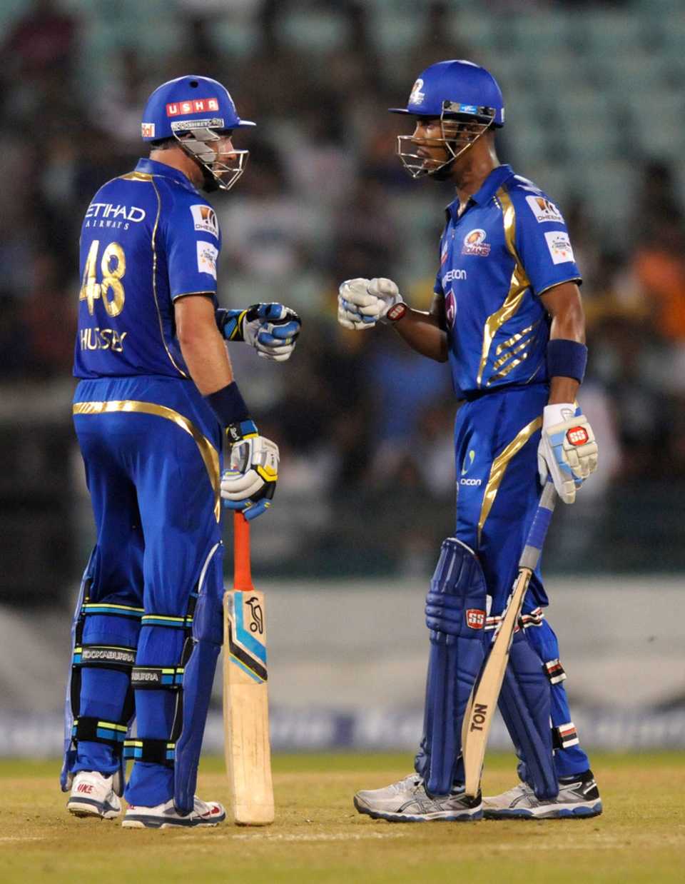 Michael Hussey and Lendl Simmons added 139 runs for the first wicket, Mumbai Indians v Southern Express, CLT20, Raipur, September 14, 2014