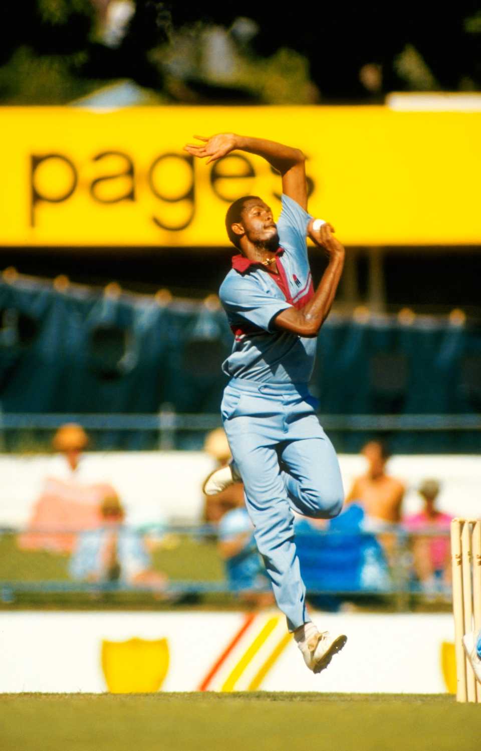 Courtney Walsh bowls, England v West Indies, Benson and Hedges World Series, Cup, Brisbane, January 17, 1987