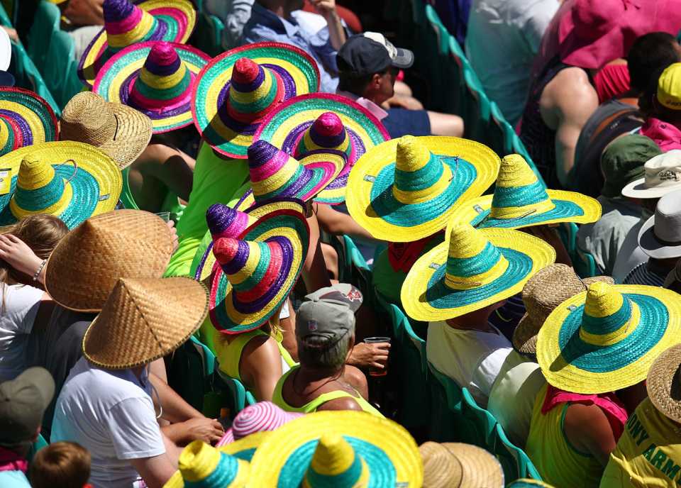 Colourful sombreros on display on a sunny day at the SCG