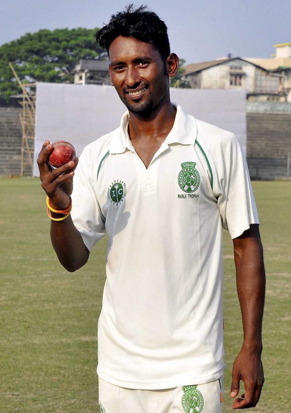 Krishna Das is all smiles after taking seven wickets