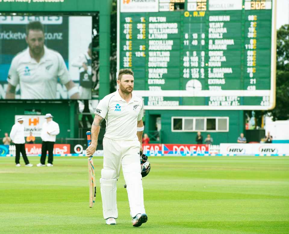 Brendon McCullum became the first New Zealand batsman to score a triple-century, New Zealand v India, 2nd Test, Wellington, 5th day, February 18, 2014