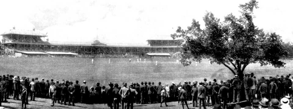 Spectators watch the Melbourne Test