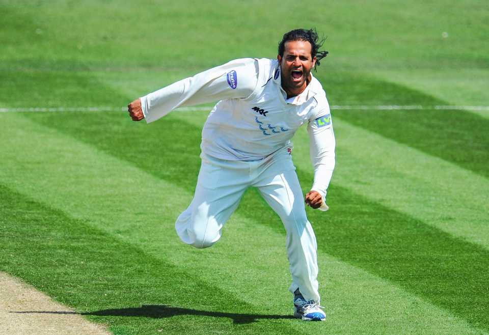 Naved-ul-Hasan celebrates a wicket