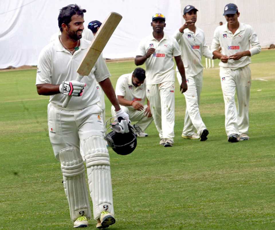 Abrar Kazi scored his maiden first-class ton and finished unbeaten on 117