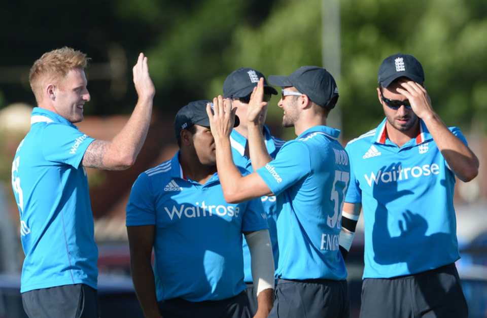 Ben Stokes celebrates one of his three wickets