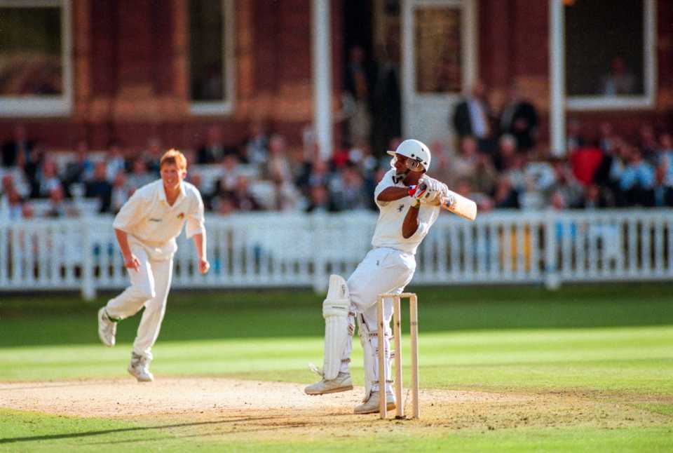 Aravinda de Silva pulls during his 112 in the final, Kent v Lancashire, Benson and Hedges Cup final, Lord's, July 15, 1995
