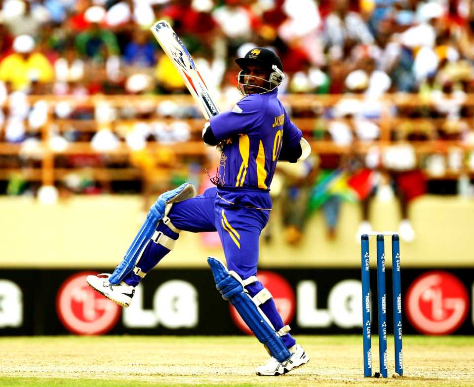 Sanath Jayasuriya hits out during his century, West Indies v Sri Lanka, Super Eights, Guyana, April 1, 2007