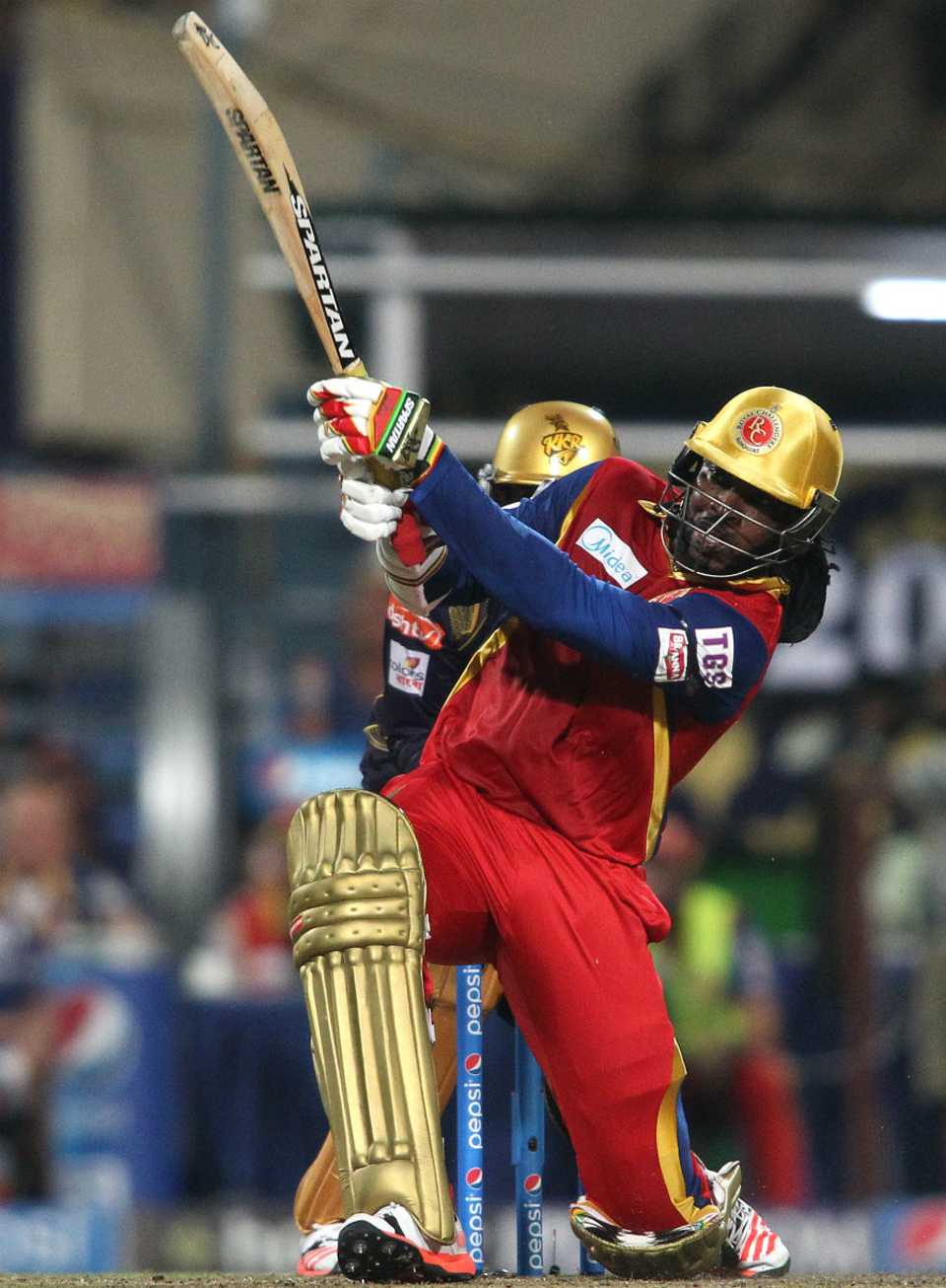 Chris Gayle hits out on his way to a 56-ball 96