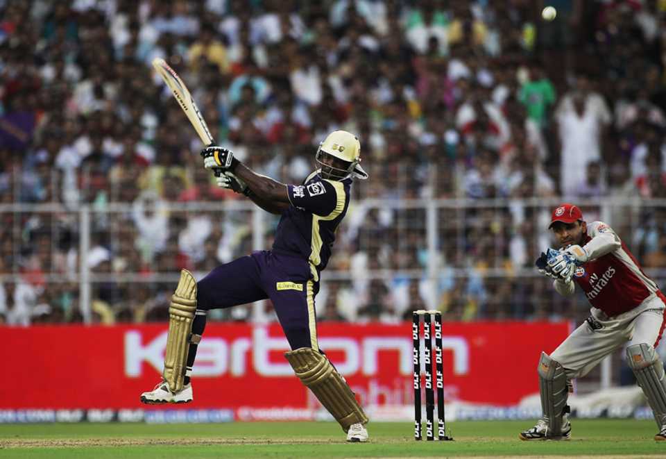 Chris Gayle smashes through the off side, Kolkata Knight Riders v Kings XI Punjab, IPL, Kolkata, April 4, 2010