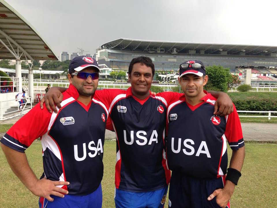 Sushil Nadkarni, Aditya Thyagarajan and Usman Shuja (left to right) on the field together after their final match