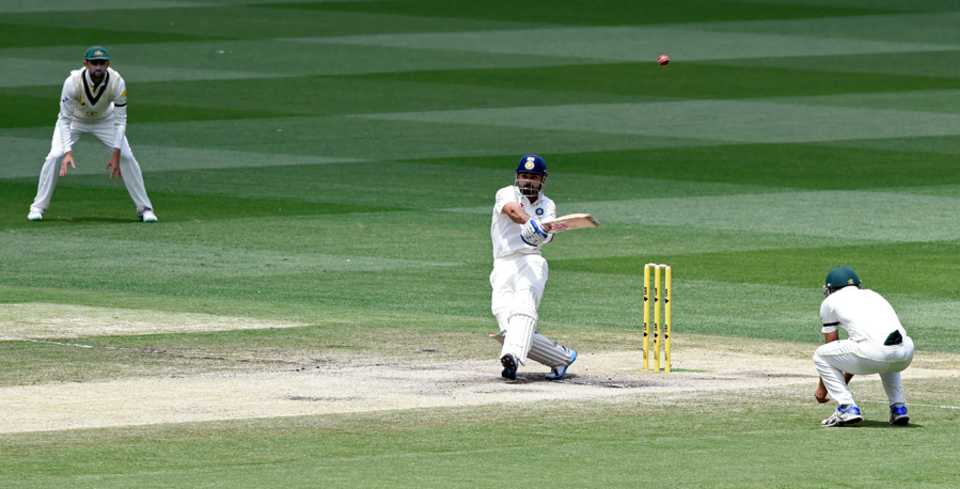 Virat Kohli dispatches a short one, Australia v India, 3rd Test, Melbourne, 5th day, December 30, 2014