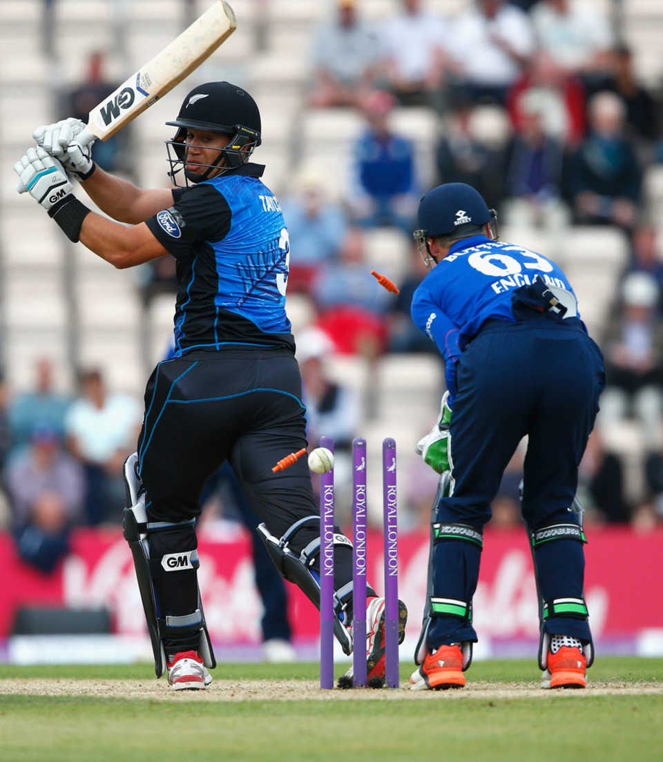 Ross Taylor was bowled by David Willey for 110