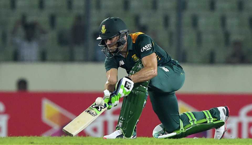 Faf du Plessis plays the ramp shot, Bangladesh v South Africa, 1st ODI, Mirpur, July 10, 2015