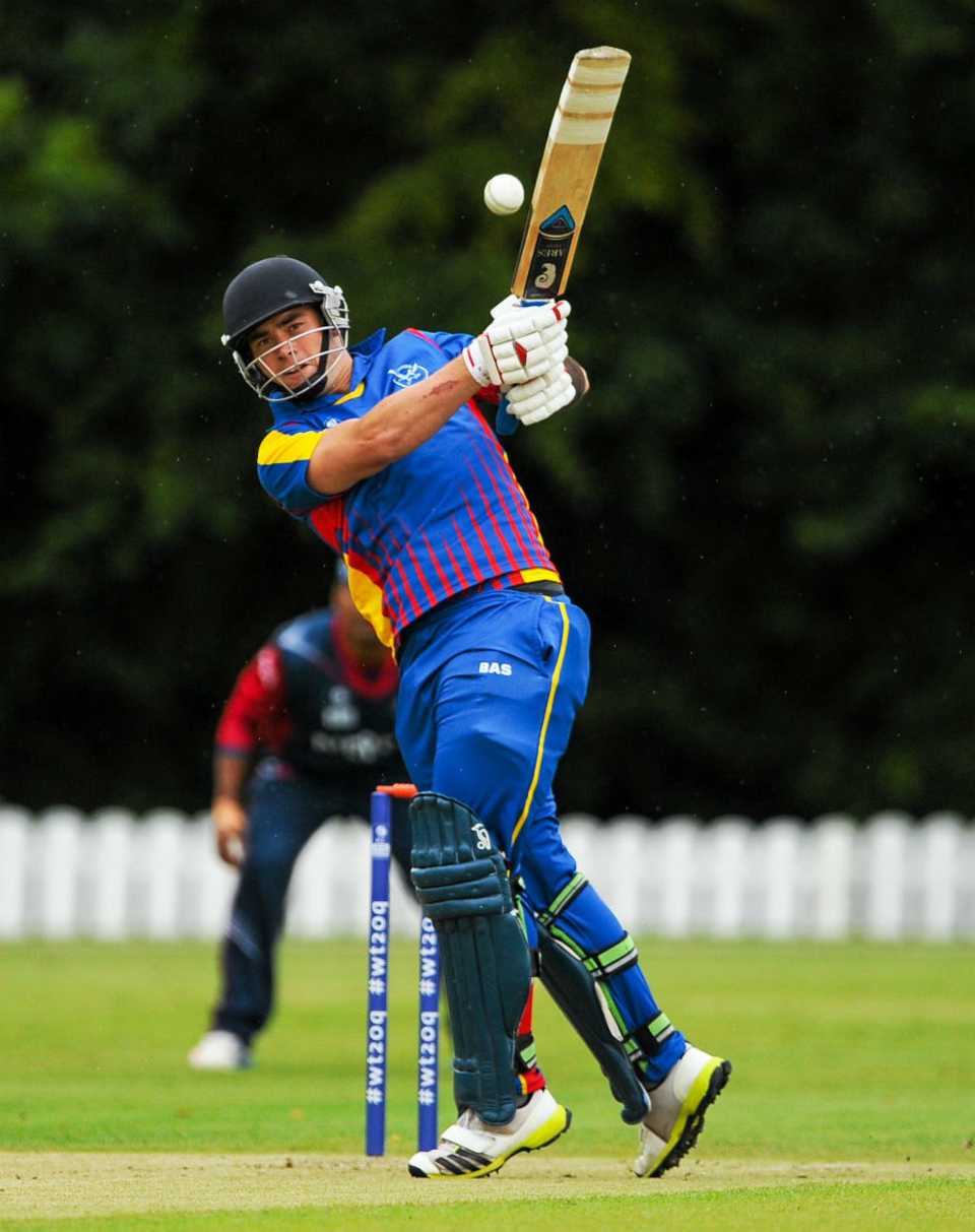 Stephan Baard was unbeaten on 36 before rain forced the match to called off, Namibia v Nepal, WorldT20 Qualifier, Group A, Belfast, July 11, 2015