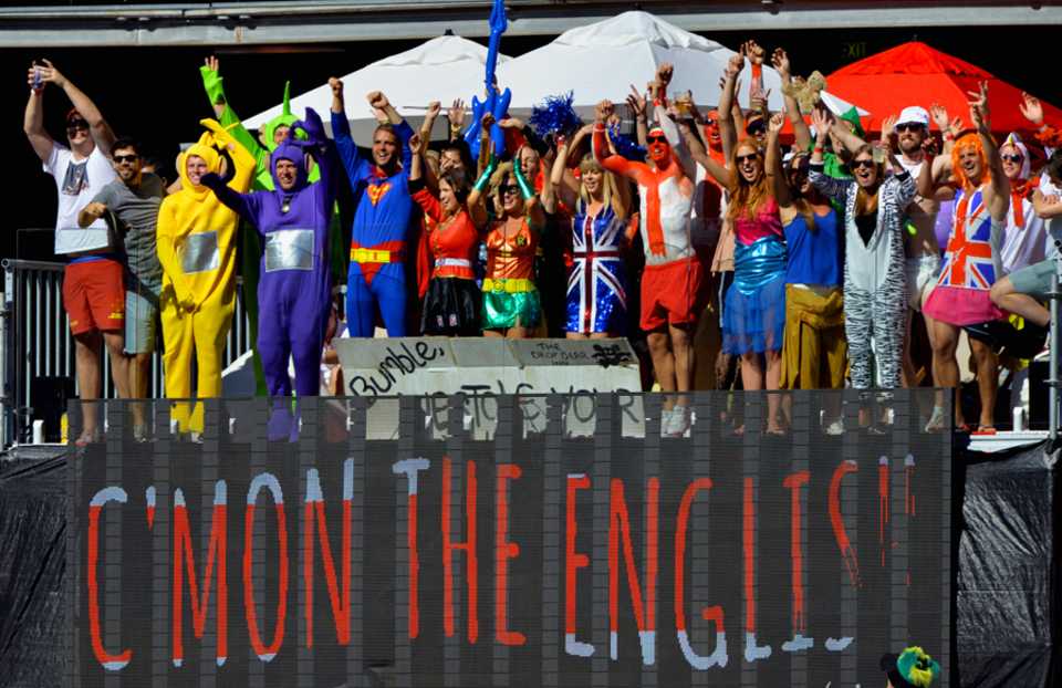 English fans get behind their team, Australia v England, 1st ODI, Melbourne, January 12, 2014
