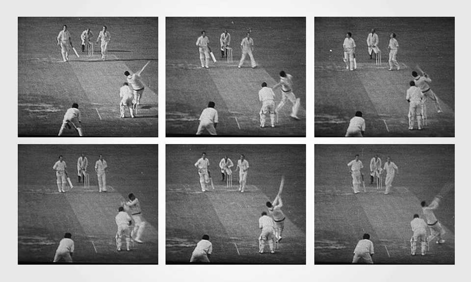 Composite of Garry Sobers' six sixes in an over off Malcolm Nash
