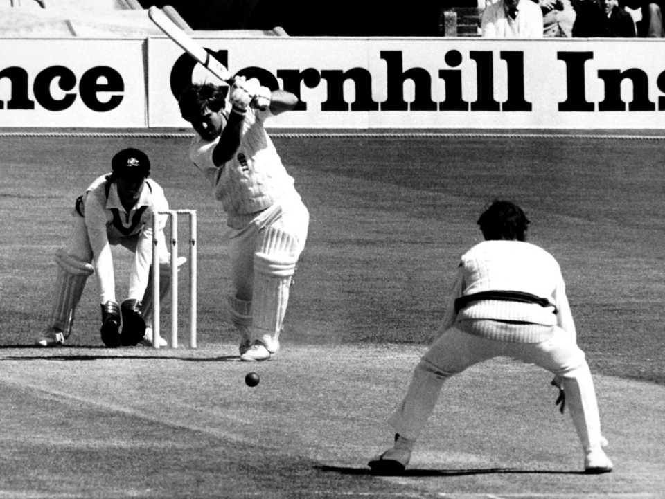 Mike Gatting drives on his way to 160, England v Australia, 4th Test, Old Trafford, 3rd day, August 3, 1985