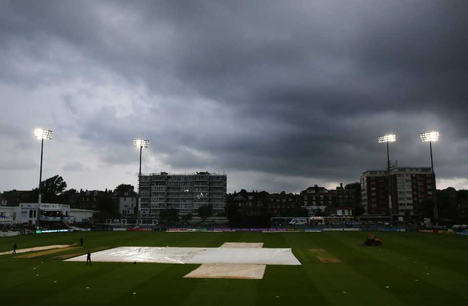 The rain arrived to ruin the evening at Hove