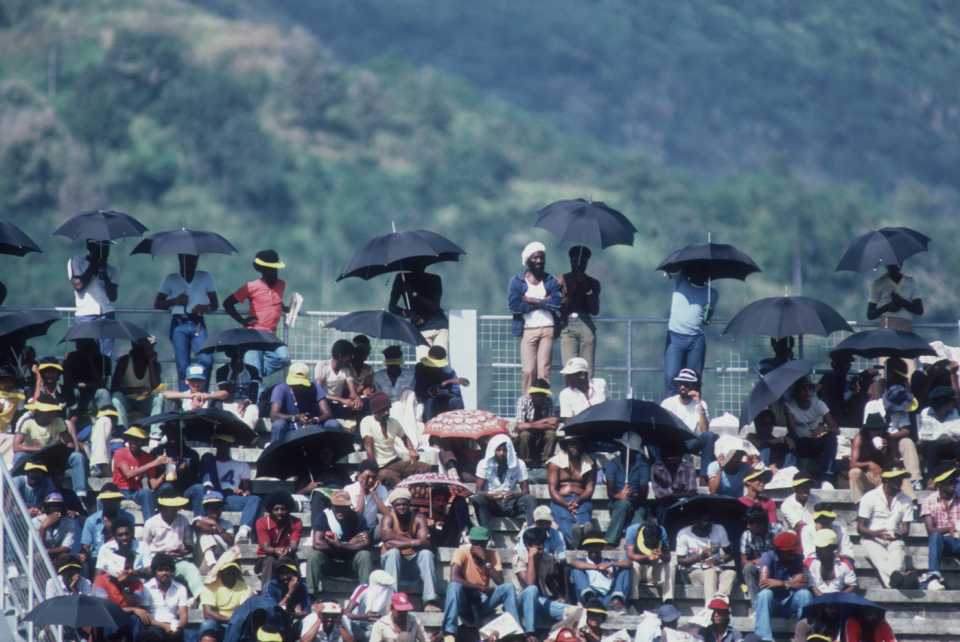 Fans watch the first Test, West Indies v England, Port-of-Spain, February 1981