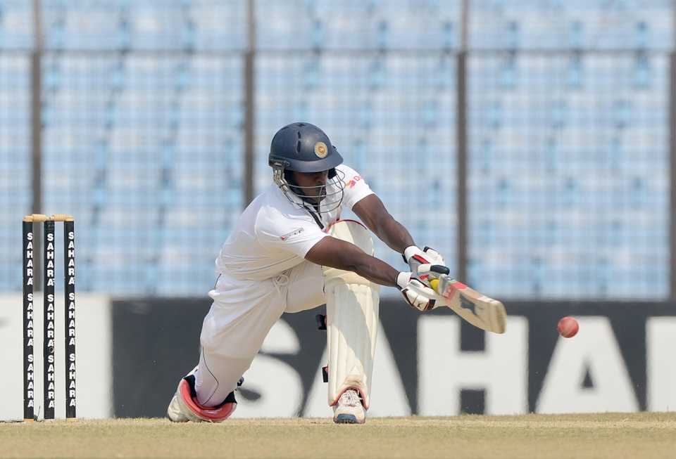 Ajantha Mendis bats, Bangladesh v Sri Lanka, second Test, second day, Chittagong,  February 5, 2014