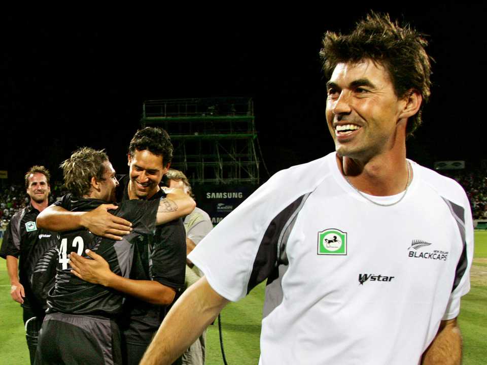 Stephen Fleming leads the celebrations for New Zealand