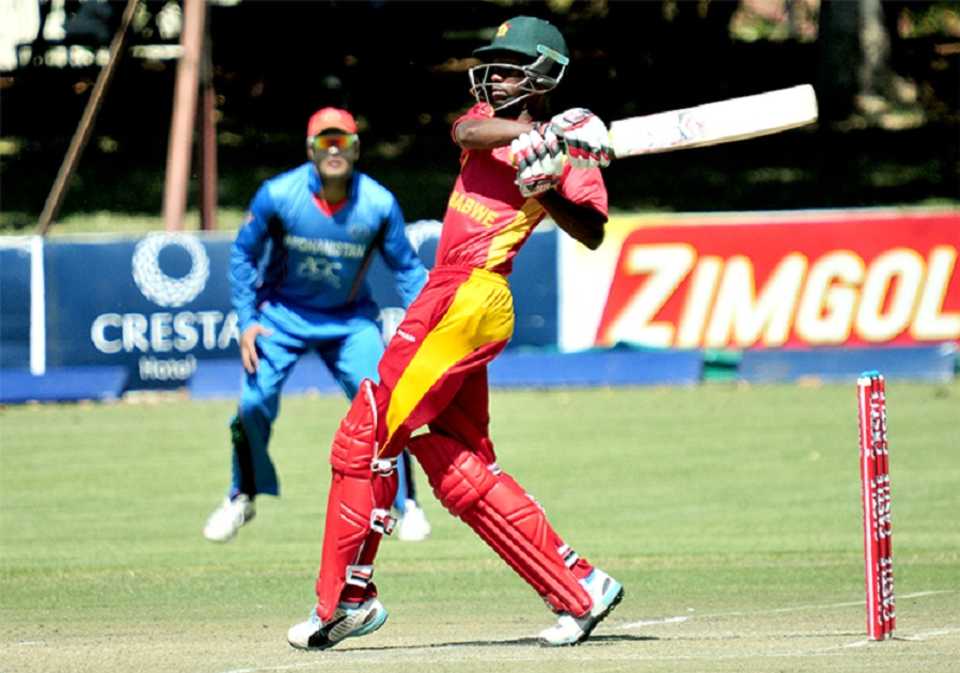 Richmond Mutumbami targets the leg side, Zimbabwe v Afghanistan, 3rd ODI, Bulawayo, October 20, 2015