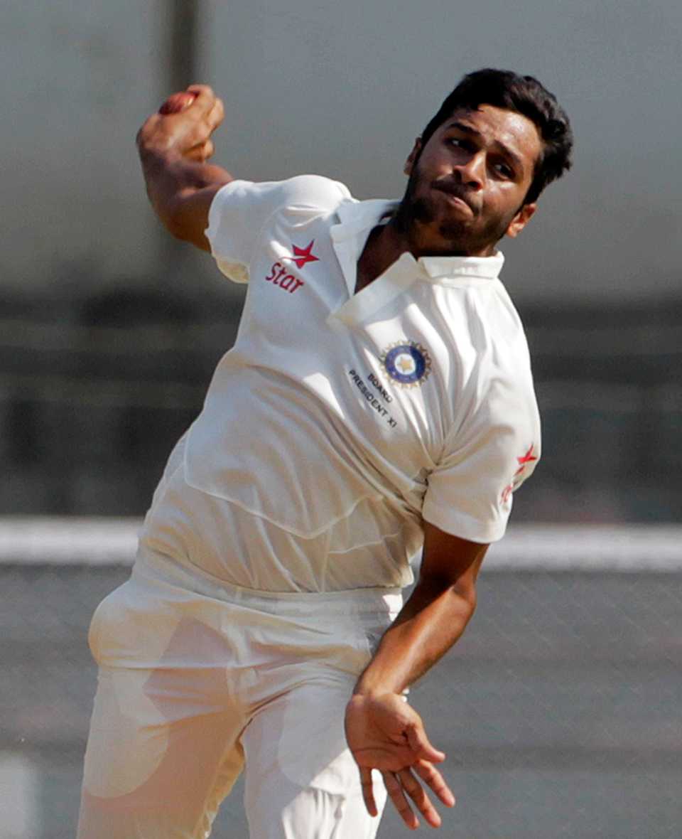 Shardul Thakur bowls to the South African batsmen during the tour game