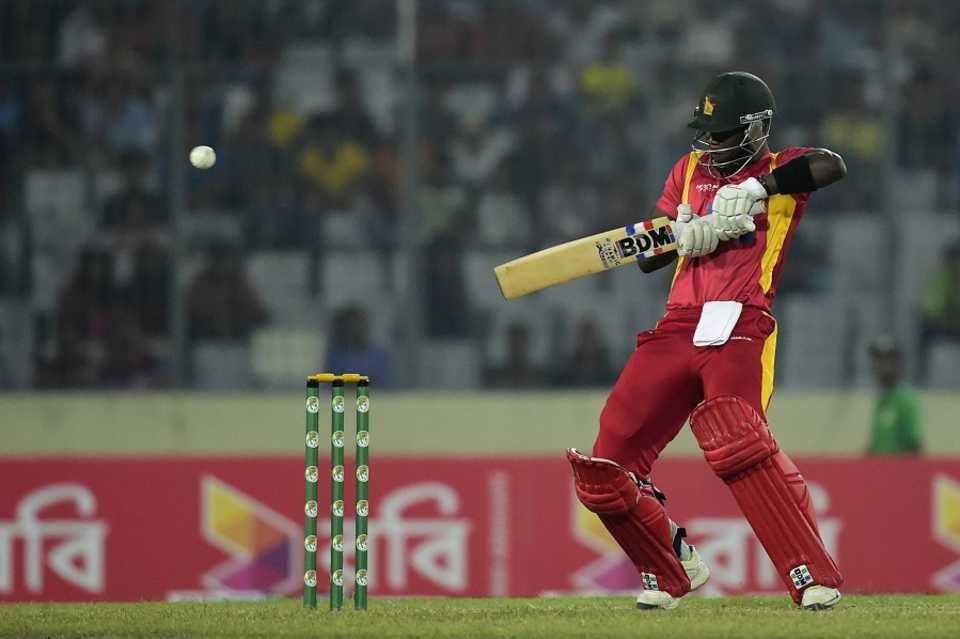 Luke Jongwe steers one to third man, Bangladesh v Zimbabwe, 1st ODI, Mirpur, November 7, 2015