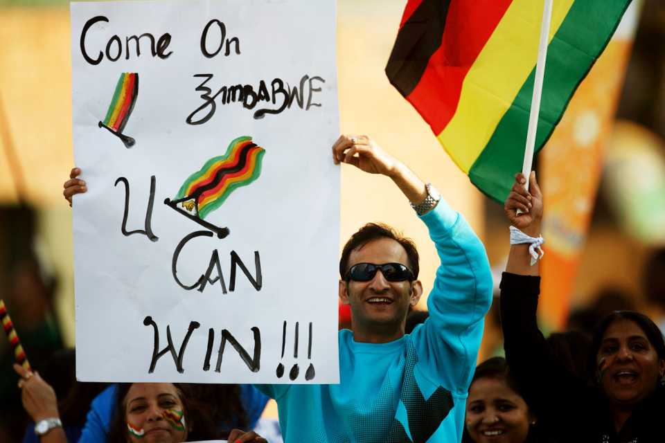 A fan shows his support for Zimbabwe