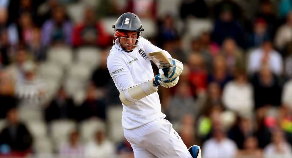 Stuart Broad was struck on the nose by a Varun Aaron bouncer