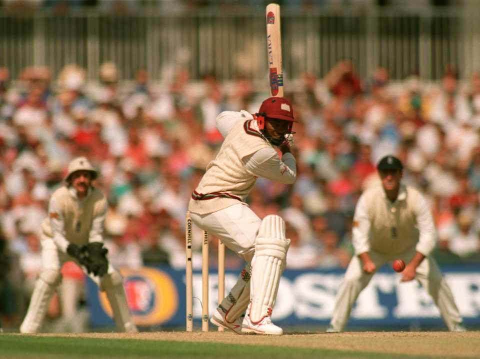 Brian Lara watches the ball, England v West Indies, sixth Test, The Oval, 3rd day, August 26, 1995