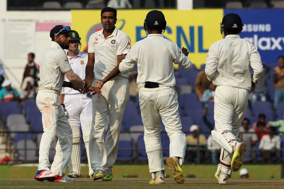 R Ashwin celebrates a wicket, India v South Africa, 3rd Test, Nagpur, 3rd day, November 27, 2015