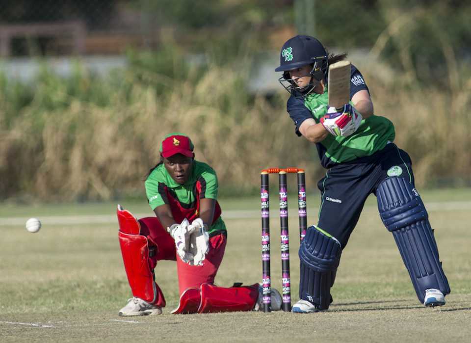 Isobel Joyce targets the off side, Ireland v Zimbabwe, ICC Women's World Twenty20 Qualifier, Bangkok, December 1, 2015