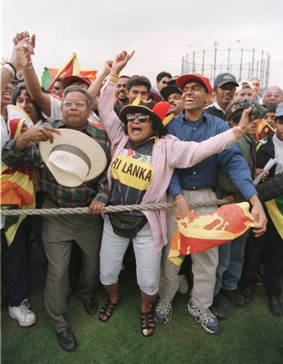 Sri Lanka fans celebrate their team's win, England v Sri Lanka, only Test, The Oval, 5th day, August 31, 1998