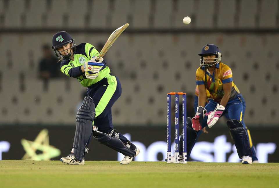 Cecelia Joyce targets the leg side during her 29, Ireland v Sri Lanka, Women's World T20, Group A, Mohali, March 20, 2016