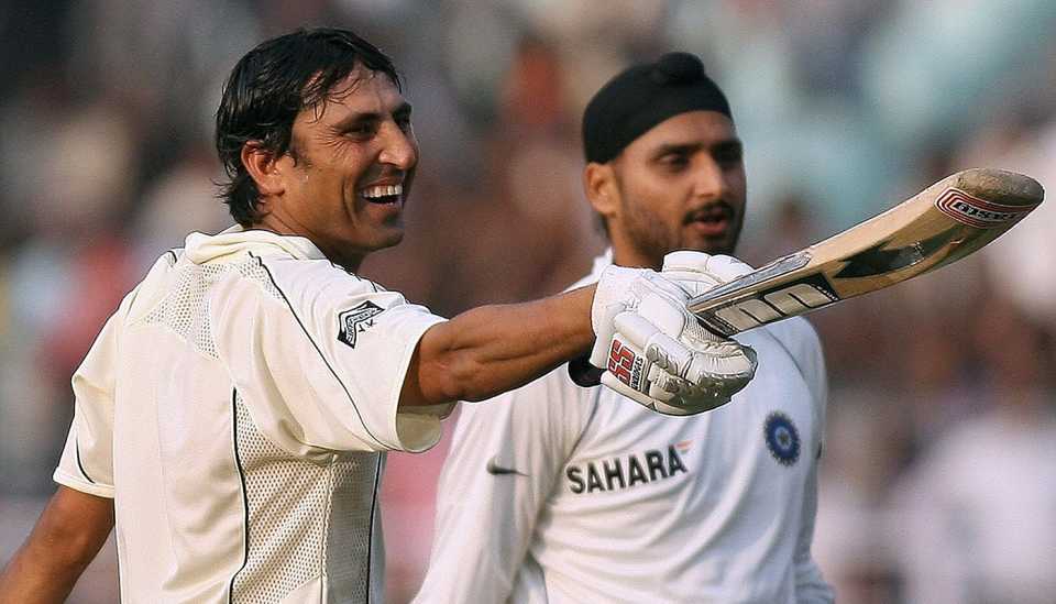 Younis Khan gestures towards his team-mates on getting to his hundred, India v Pakistan, second Test, day five, Kolkata, December 4, 2007