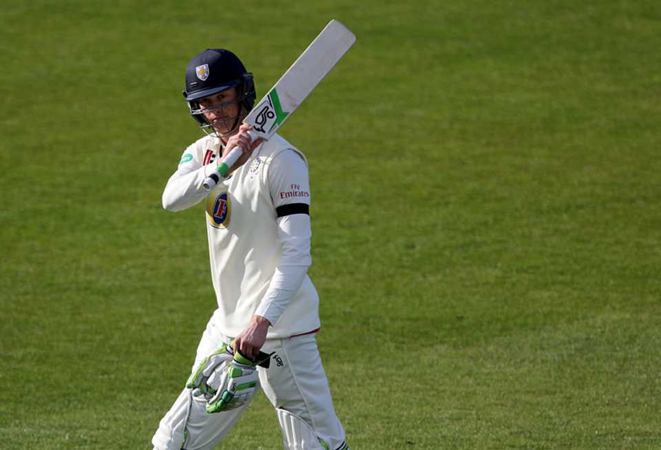 Keaton Jennings salutes the applause after falling for 116
