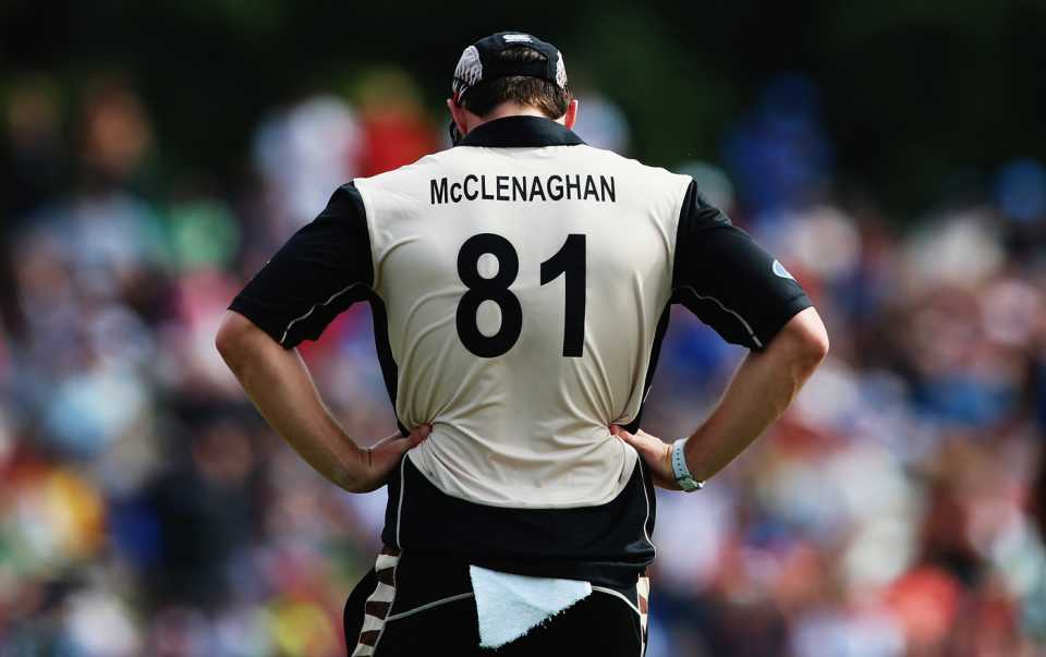 Mitchell McClenaghan looks on