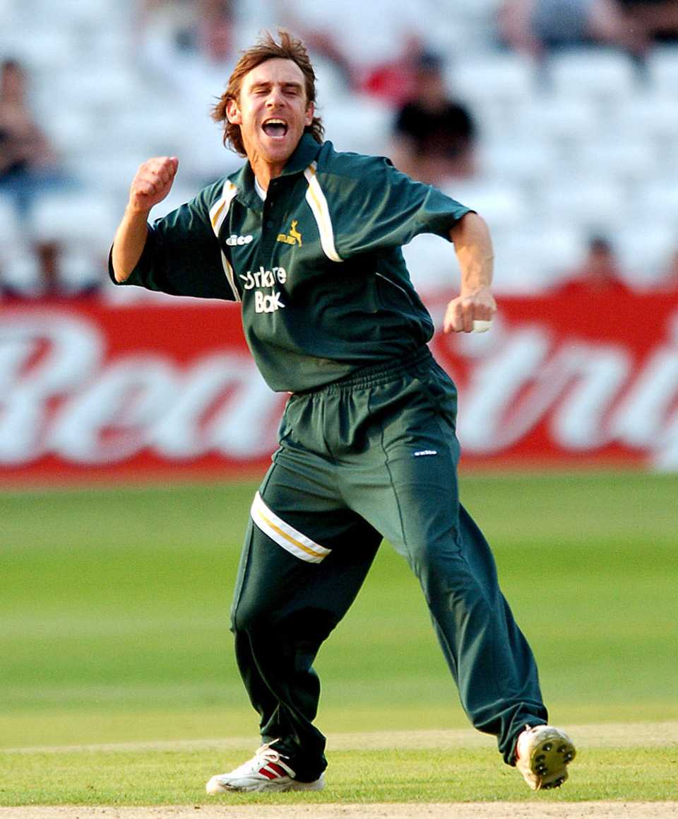 Gareth Clough celebrates a wicket, Nottinghamshire v Yorkshire, Twenty20 Cup, Trent Bridge, June 30, 2006