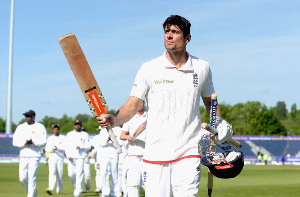 Alastair Cook salutes the crowd after victory at Chester-le-Street