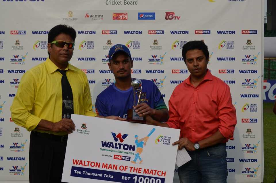 Pawan Negi poses with his Man of the Match award