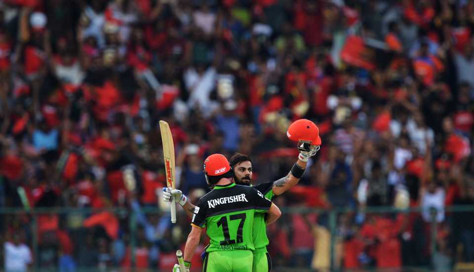 AB de Villiers and Virat Kohli added 229 for the second wicket in just 96 balls