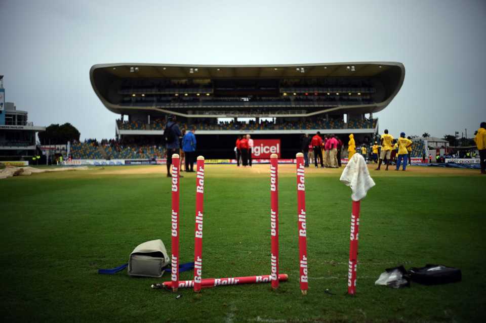 There was a lot of standing and waiting during the washout at Kensington Oval