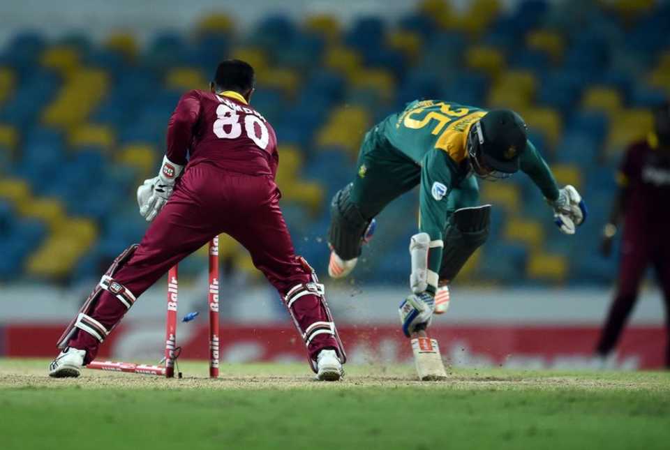 Kagiso Rabada was run out for 9, West Indies v South Africa, ODI tri-series, Bridgetown, June 24, 2016